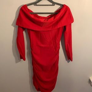 Off the shoulder bodycon ruched dress
